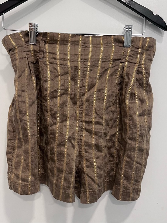 Zara Pants - Zara Brown Mini Shorts with Gold Stripes Femme Flashy Star power Medium Cute